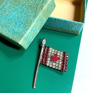 🖤NEW💕Canada crystal flag brooch